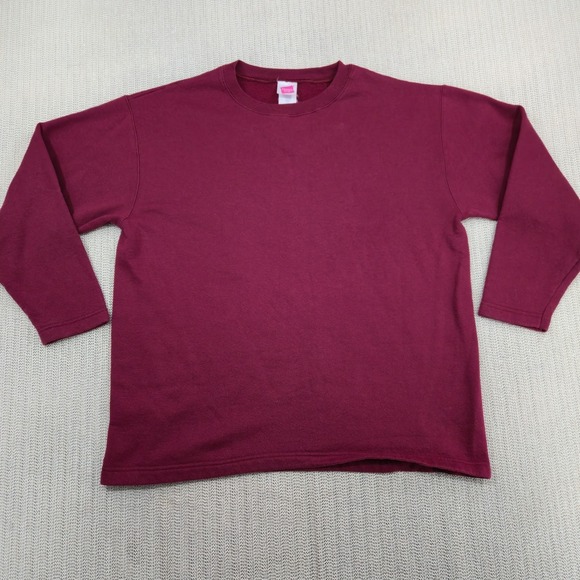 Hanes Tops - Vintage Hanes Her Way Sweatshirt‎ Womens Large Red Crew Neck Pullover Blank Y2K